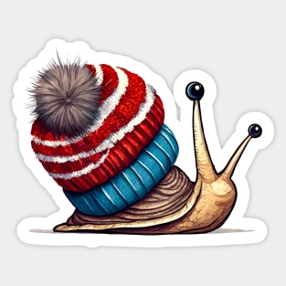 Cute snail wearing a pom pom toque Sticker